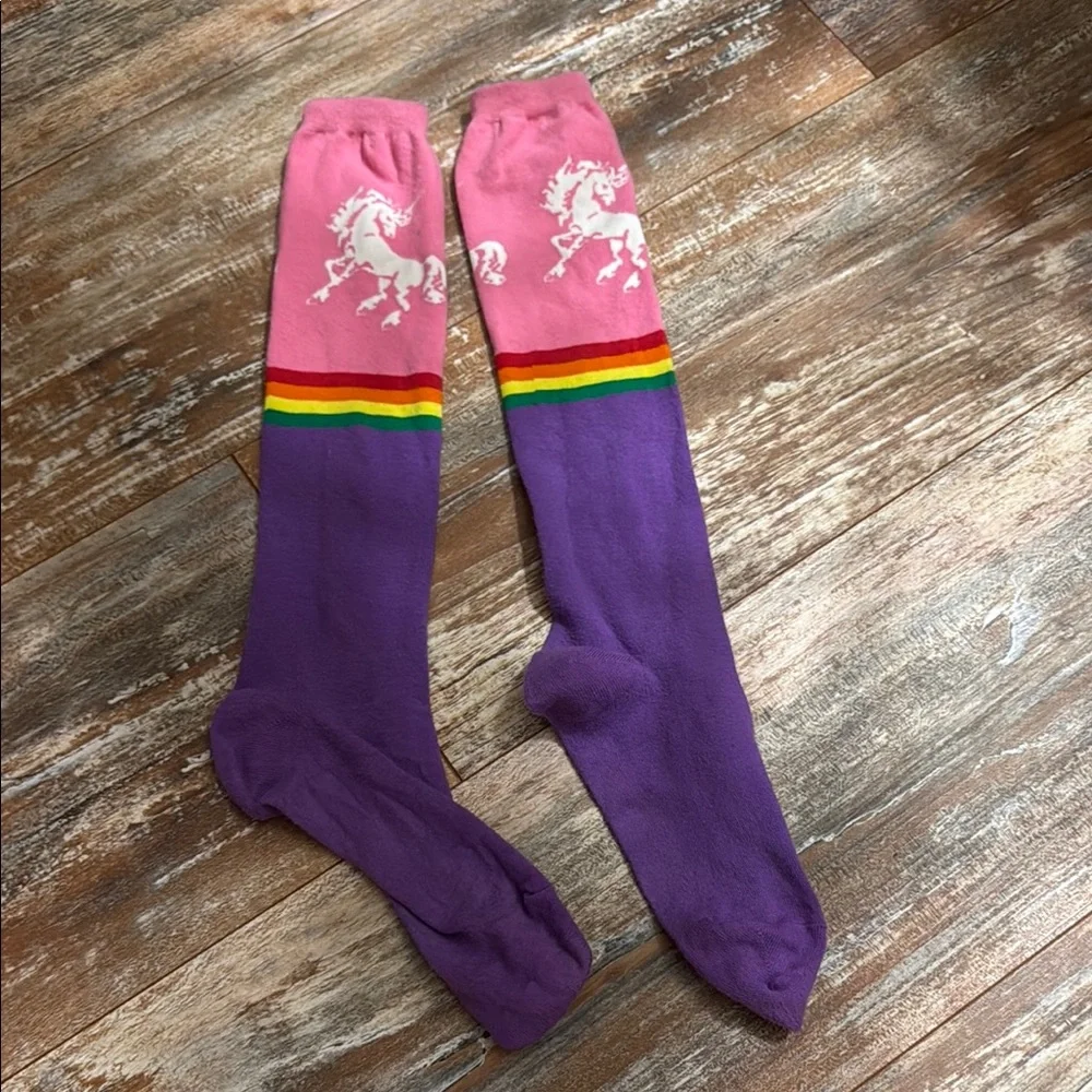 Pink and Purple Unicorn Knee-High Pride Socks